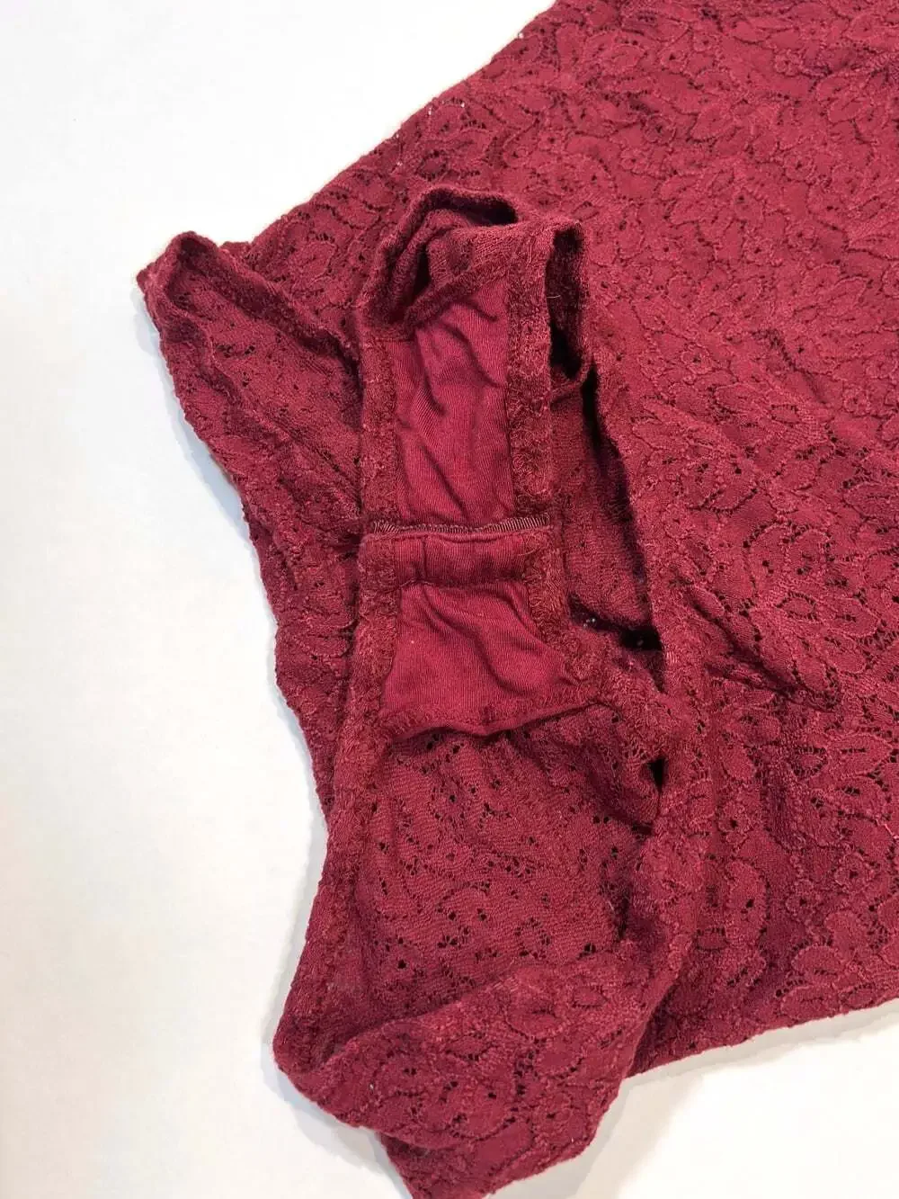 Free People Lace Bodysuit Mock Neck Sleeveless Burgundy Wine - Size Medium